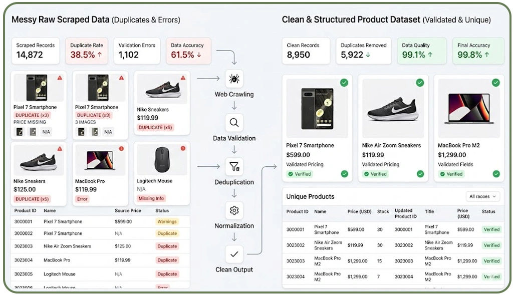 Applying Structured Validation and Deduplication Methods for Cleaner Outputs